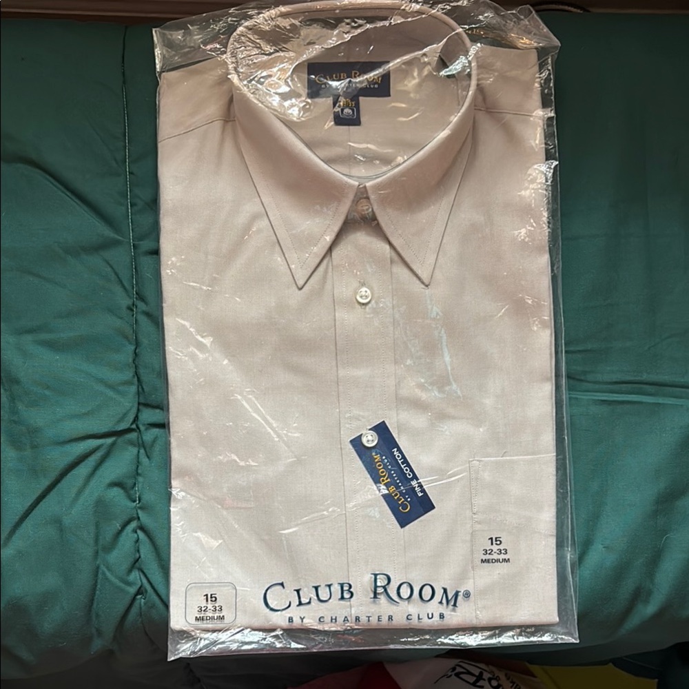 Club Room Cream Dress Shirt Classic Cotton Design